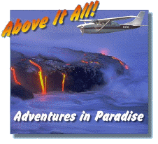Plane flying over lava flow